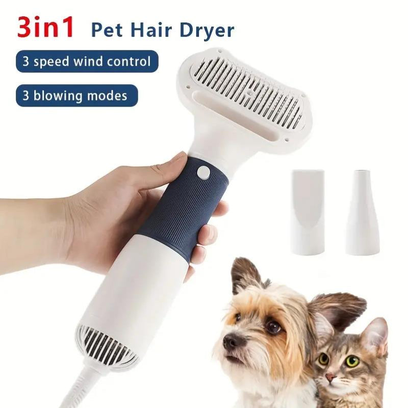 Sèche-poils et brosse démêlante 3 en 1 pour animaux de compagnie