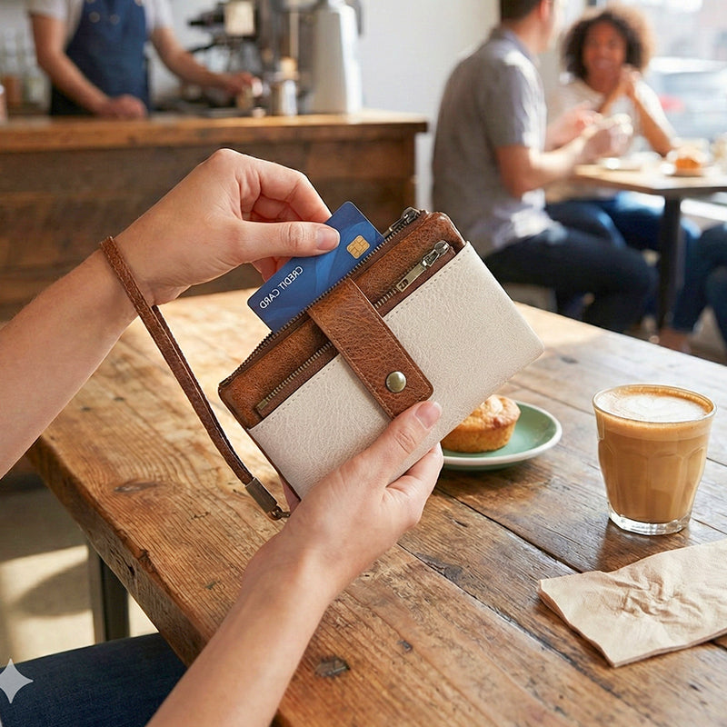 Portefeuille en cuir pour femme avec protection RFID