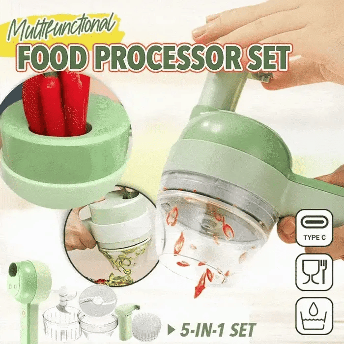 Kit de découpe de légumes 4-en-1 manuel et électrique
Robot culinaire multifonction sans fil