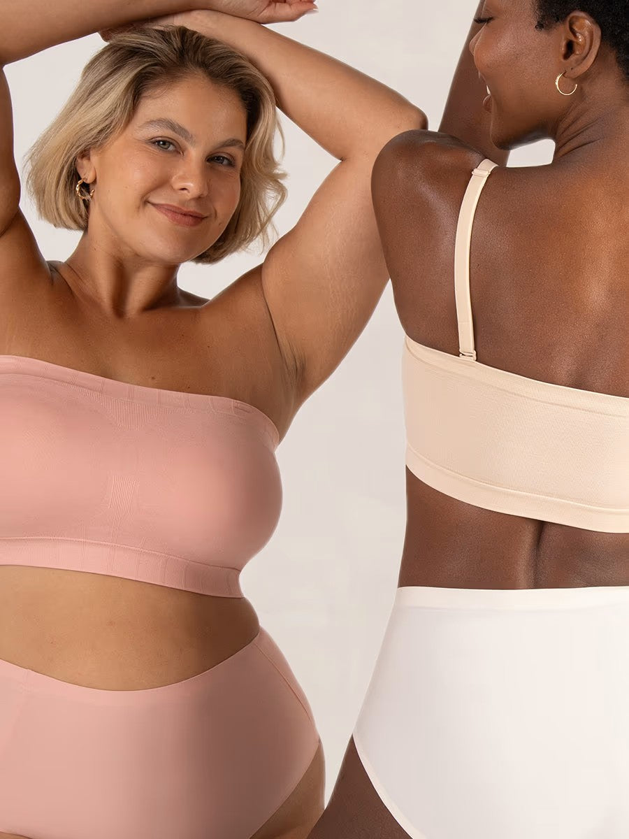 Soutien-gorge bandeau convertible sans bretelles avec confort sans armatures, bande antidérapante et bretelles amovibles