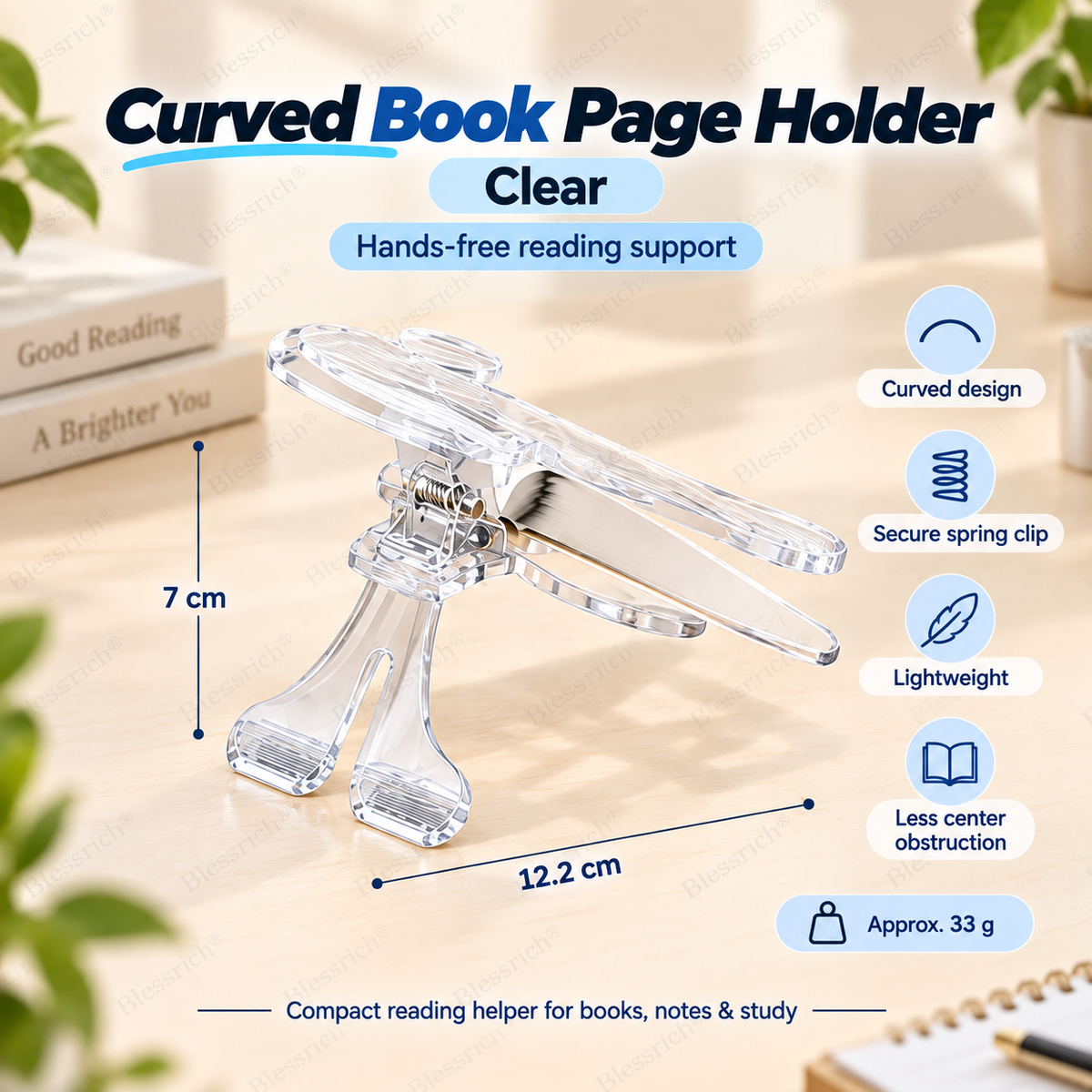 Support de lecture incurvé pour livre - Inclinaison de 12°