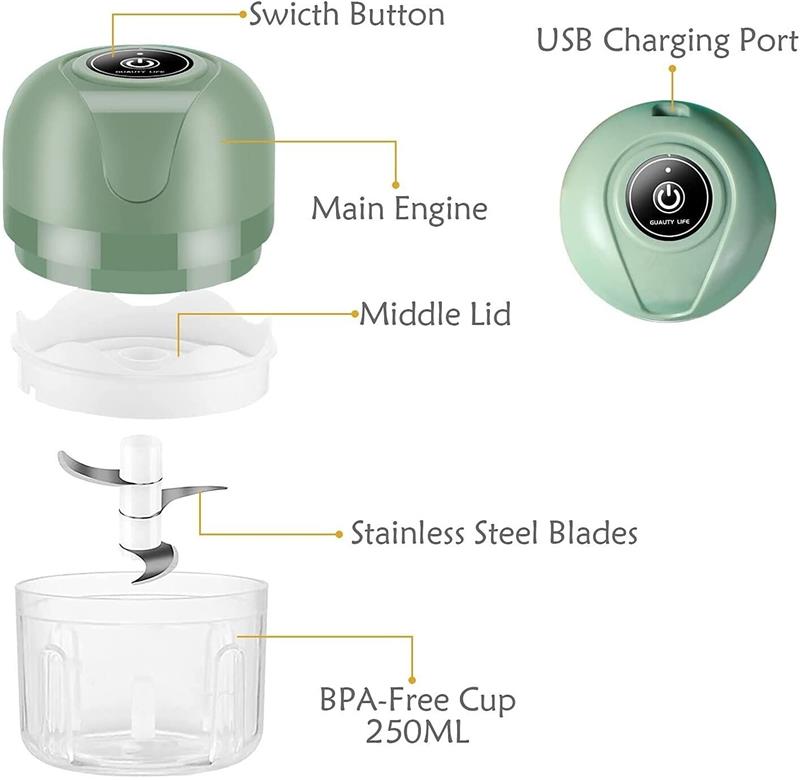 Hachoir à ail électrique rechargeable par USB