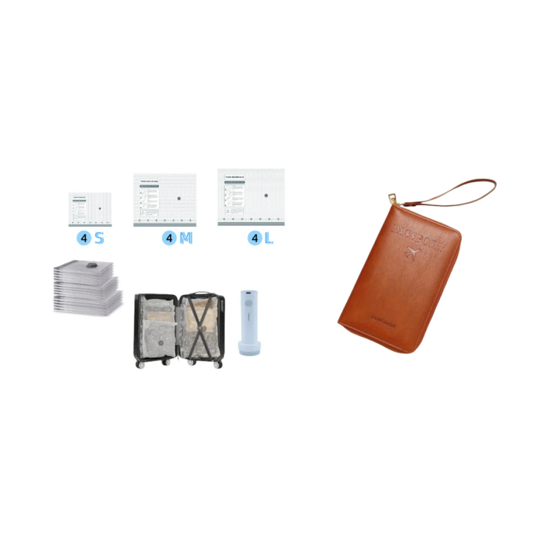 Kit de rangement sous vide sans fil – 15 sacs, pompe 140 L/min. Réduit les vêtements, économise de l'espace. Imperméable et réutilisable. Indispensable pour les vacances.