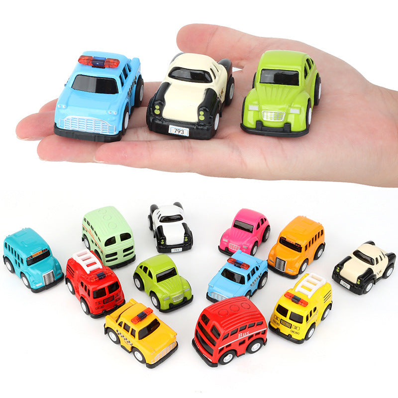 Mini voiture miniature de dessin animé – Couleurs vives, roues lisses, ABS durable pour les cadeaux et les objets de collection pour enfants