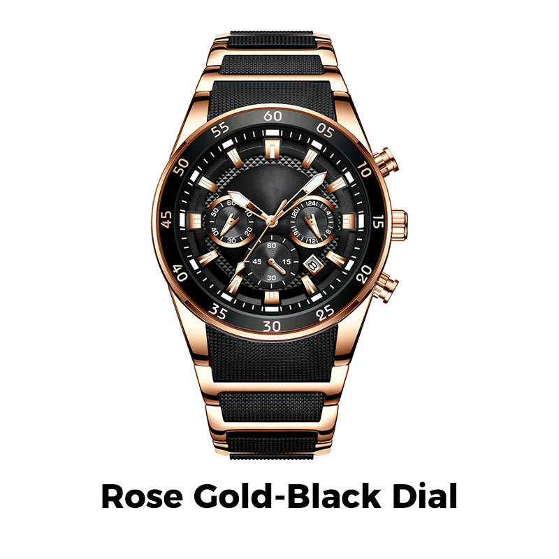 Montre à quartz multifonction étanche pour homme