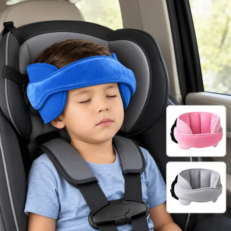 Sangle de maintien de tête pour siège auto enfant, bandeau de sieste réglable en peluche douce avec coussins latéraux rembourrés