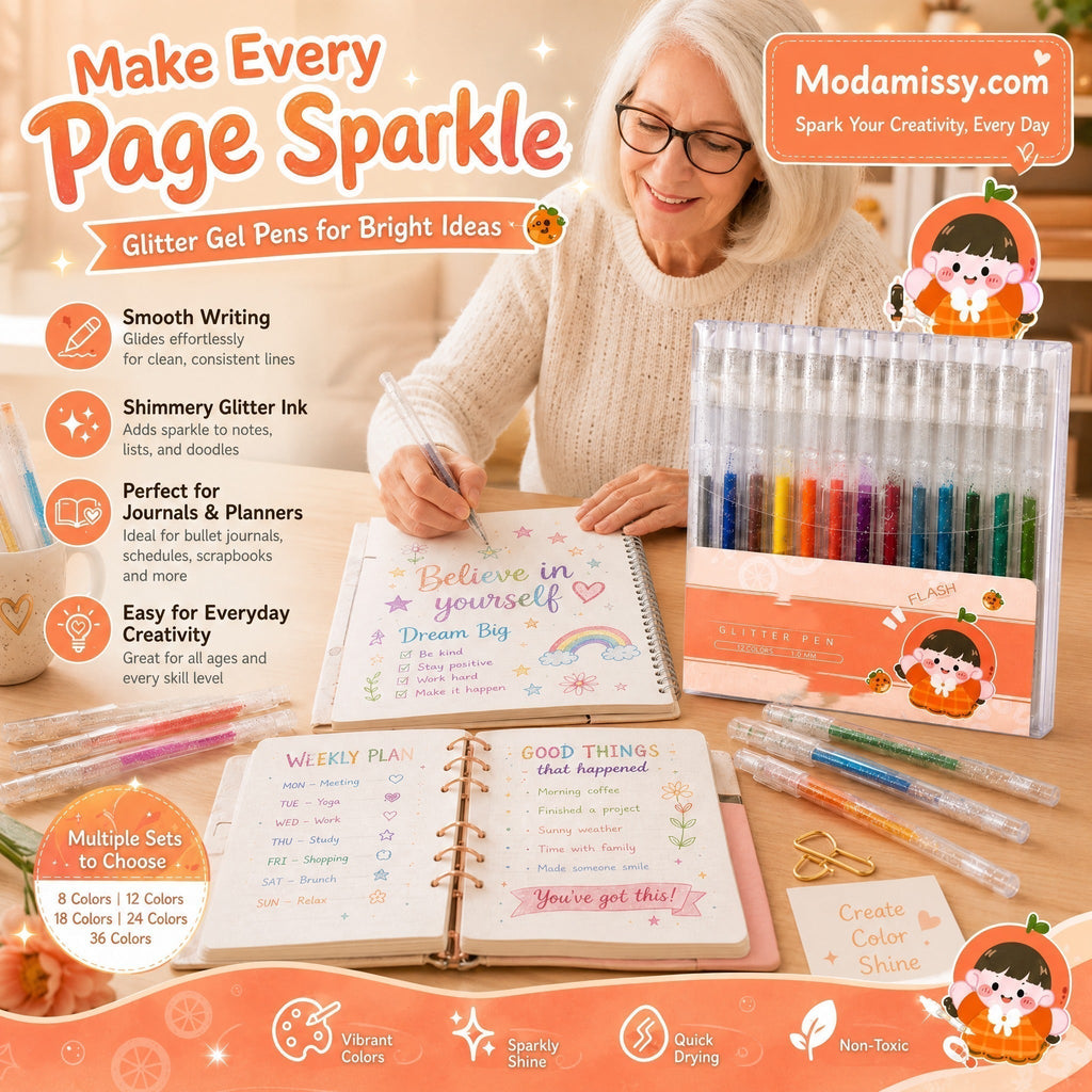 Ensemble de stylos gel à paillettes