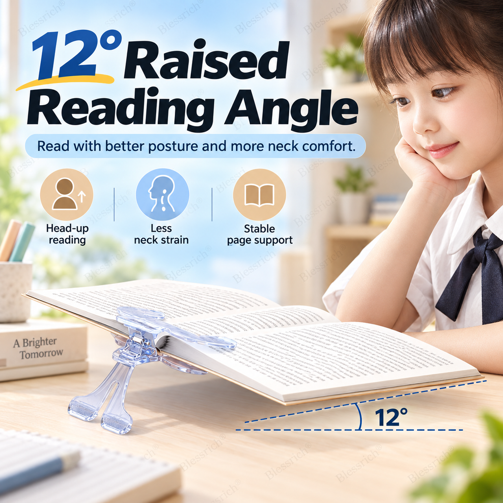 Support de lecture incurvé pour livre - Inclinaison de 12°