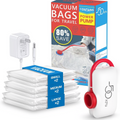 Lot de 6 sacs de compression pour aspirateur électrique USB – Rangement peu encombrant, joint hermétique, réutilisable et durable