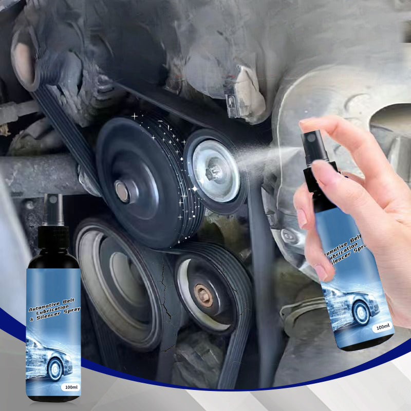 Spray lubrifiant et silencieux pour courroies automobiles