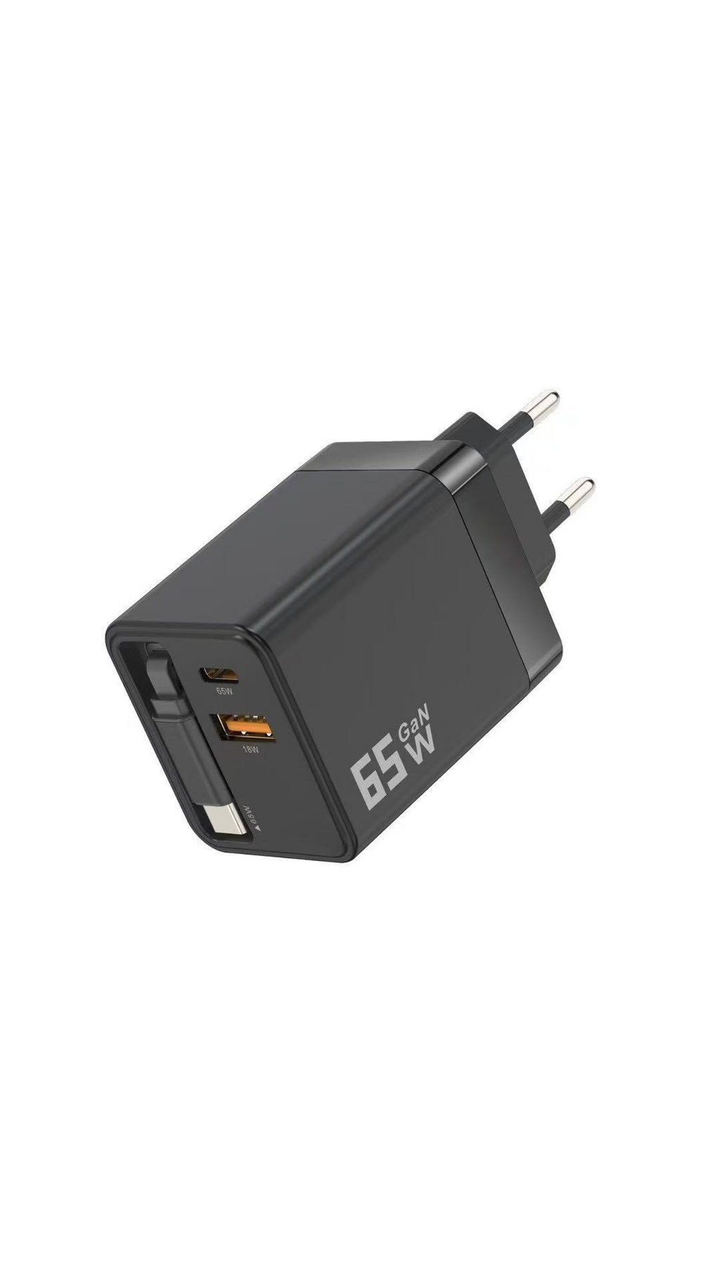 Chargeur 65 W avec câble USB-C rétractable