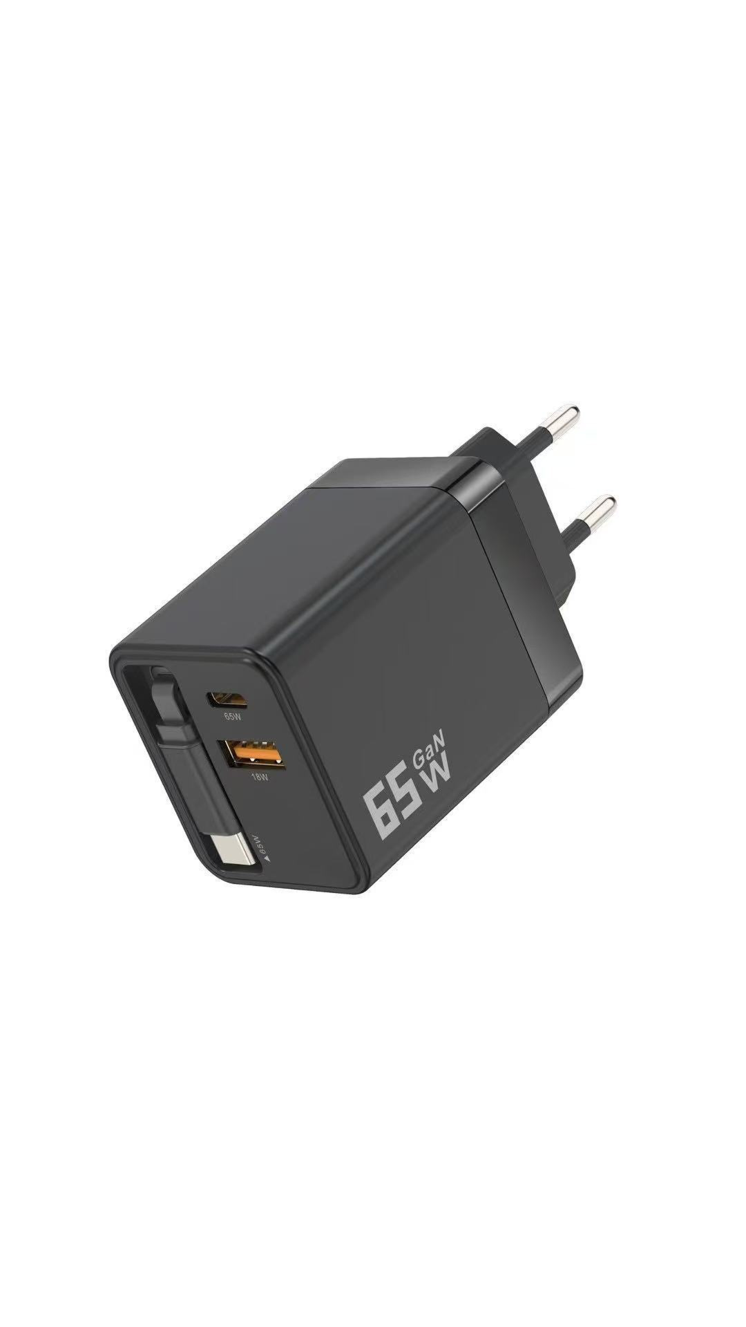 Chargeur 65 W avec câble USB-C rétractable