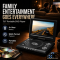 Lecteur DVD/EVD portable HD 7,8 pouces – Grand écran, rechargeable et compatible DVD/CD/USB/SD – Parfait pour la maison et les voyages