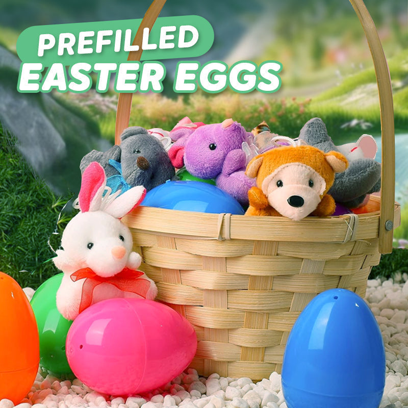 Œufs de Pâques pré-remplis avec des jouets en peluche