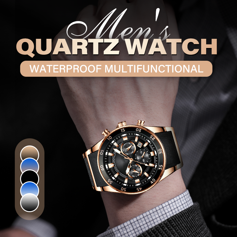 Montre à quartz multifonction étanche pour homme