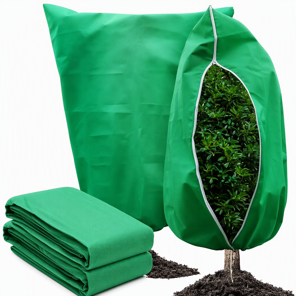 Housse de protection antigel non tissée pour plantes, protection contre le froid hivernal avec cordon de serrage et fermeture éclair pour arbustes et arbres
