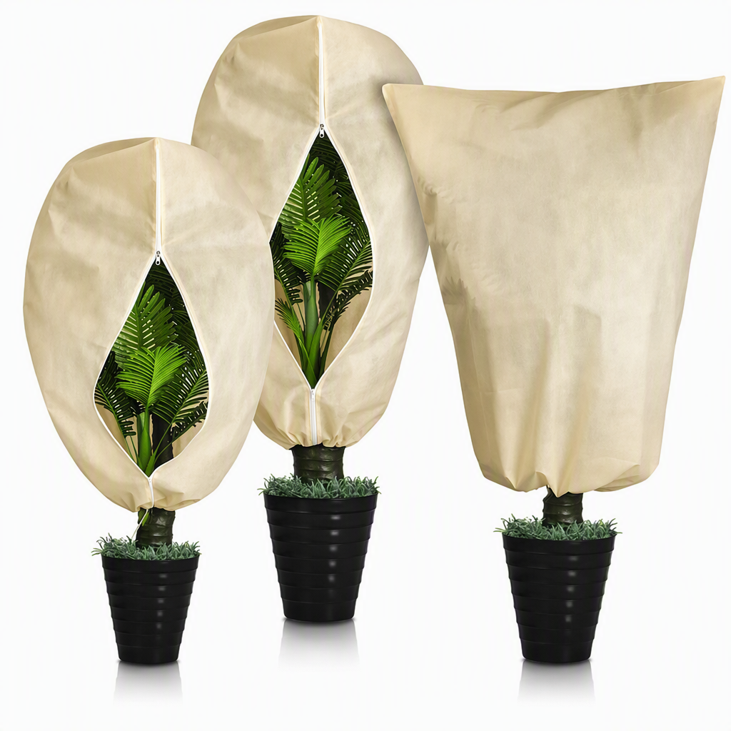 Housse de protection antigel non tissée pour plantes, protection contre le froid hivernal avec cordon de serrage et fermeture éclair pour arbustes et arbres