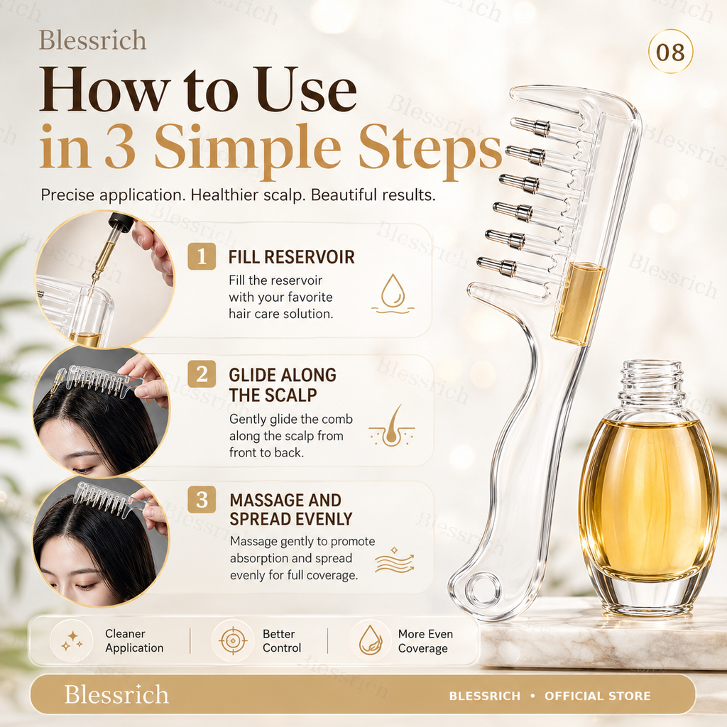 Peigne applicateur de sérum pour le cuir chevelu