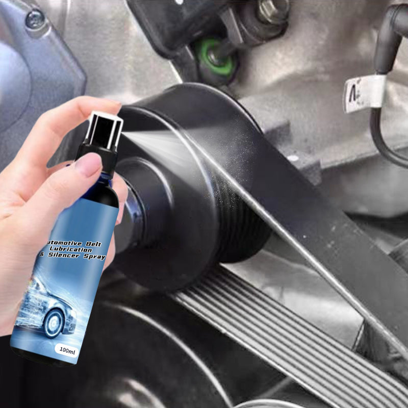 Spray lubrifiant et silencieux pour courroies automobiles