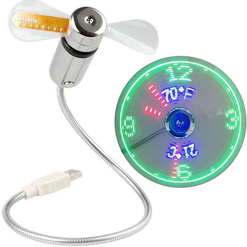 Ventilateur USB 2026 avec éclairage horloge LED