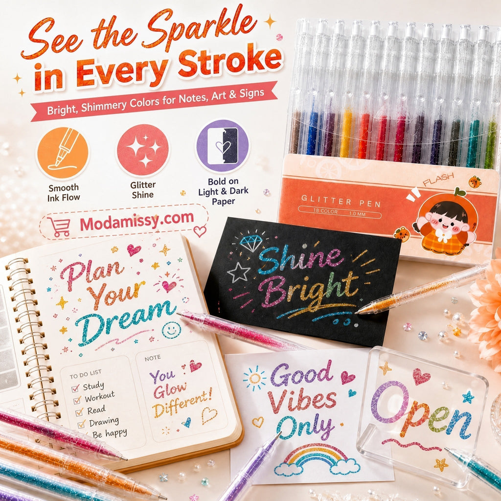 Ensemble de stylos gel à paillettes