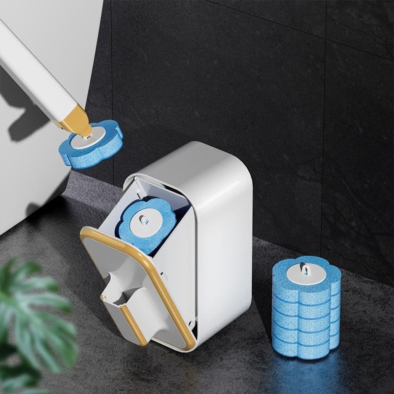 Ensemble brosse de toilette murale innovante à têtes jetables