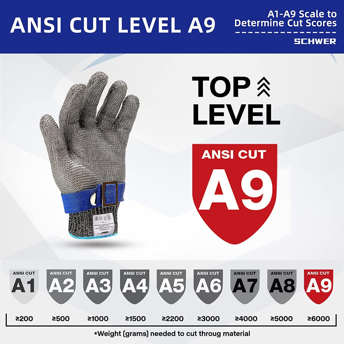 MAINTENANT ! Gant en maille d'acier inoxydable – Niveau de coupe A9 le plus élevé – Parfait pour les bouchers et les chefs – Fini les accidents de couteau !