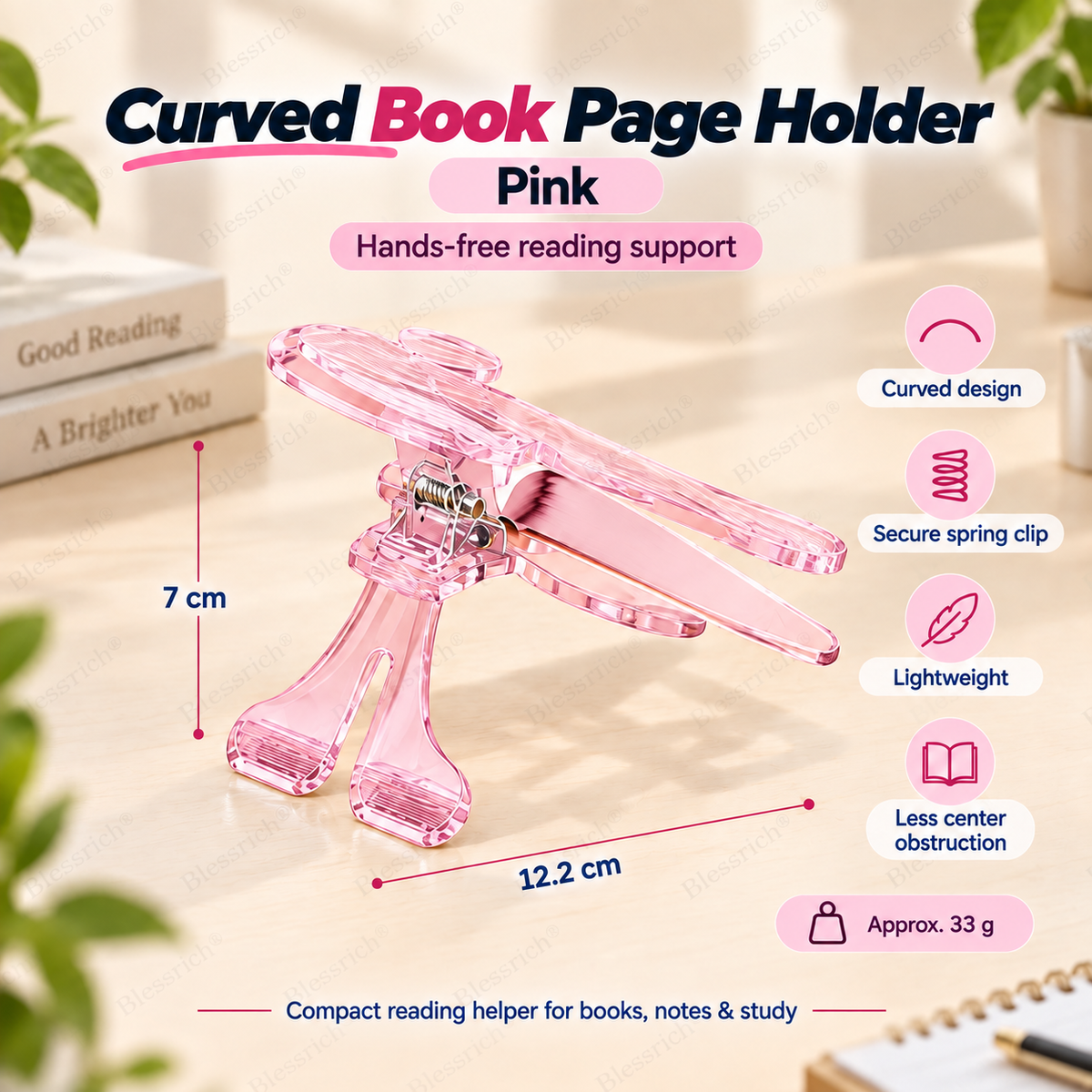 Support de lecture incurvé pour livre - Inclinaison de 12°