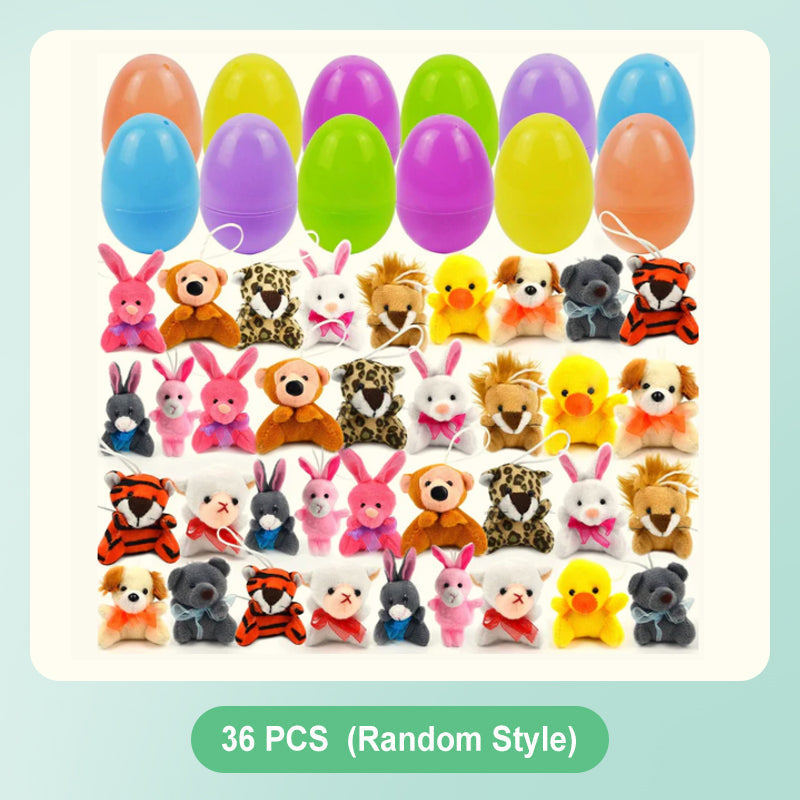 Œufs de Pâques pré-remplis avec des jouets en peluche
