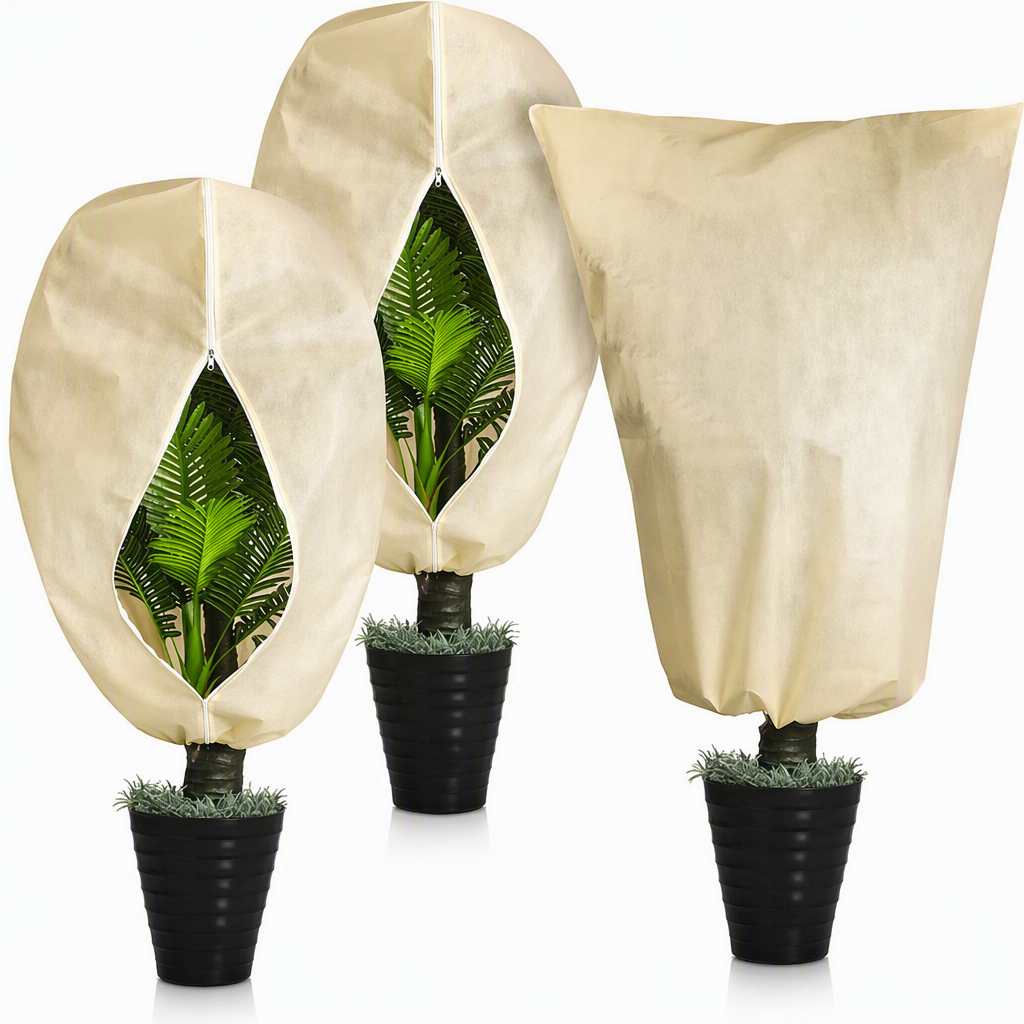 Housse de protection antigel non tissée pour plantes, protection contre le froid hivernal avec cordon de serrage et fermeture éclair pour arbustes et arbres