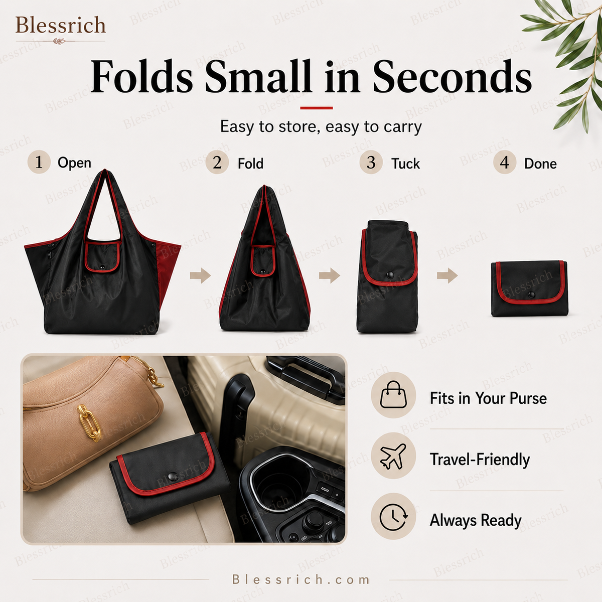 Sac de courses pliable réutilisable – Grande capacité, léger et lavable