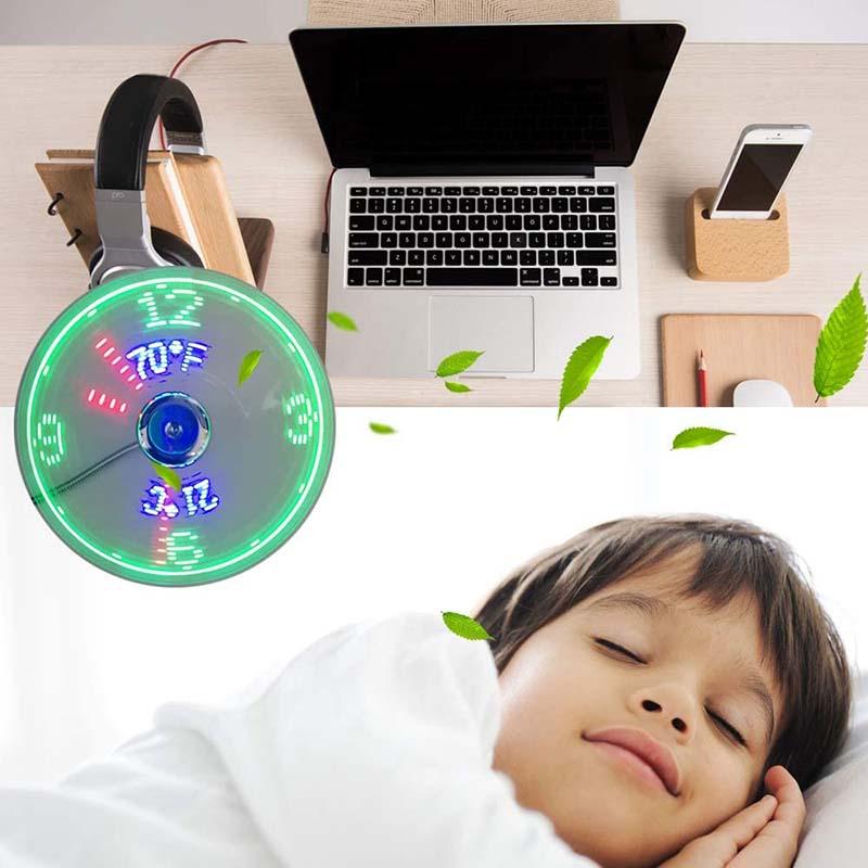 Ventilateur USB 2026 avec éclairage horloge LED