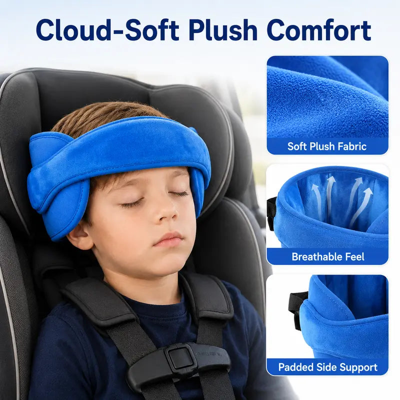 Sangle de maintien de tête pour siège auto enfant, bandeau de sieste réglable en peluche douce avec coussins latéraux rembourrés