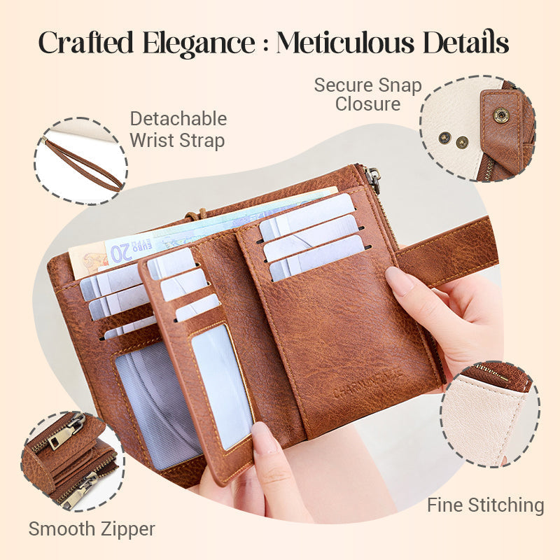 Portefeuille en cuir pour femme avec protection RFID