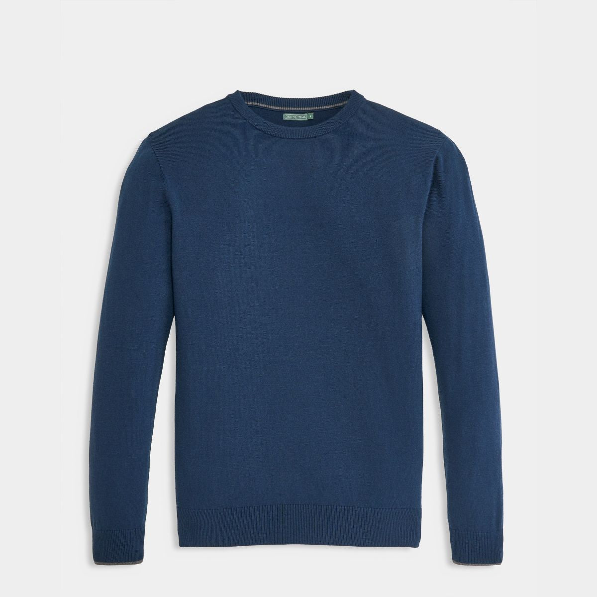 Pull col rond en mérinos bleu marine