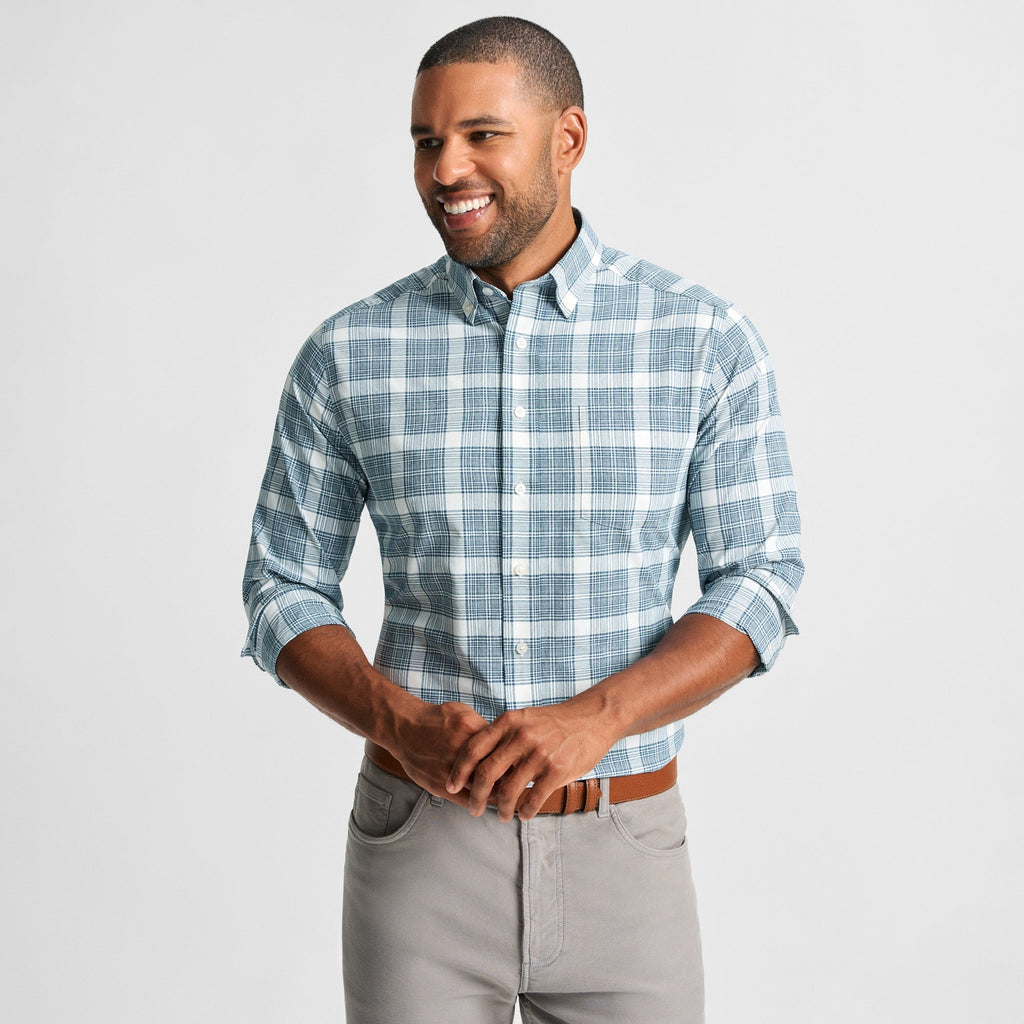 Chemise sport performance en carreaux chinés