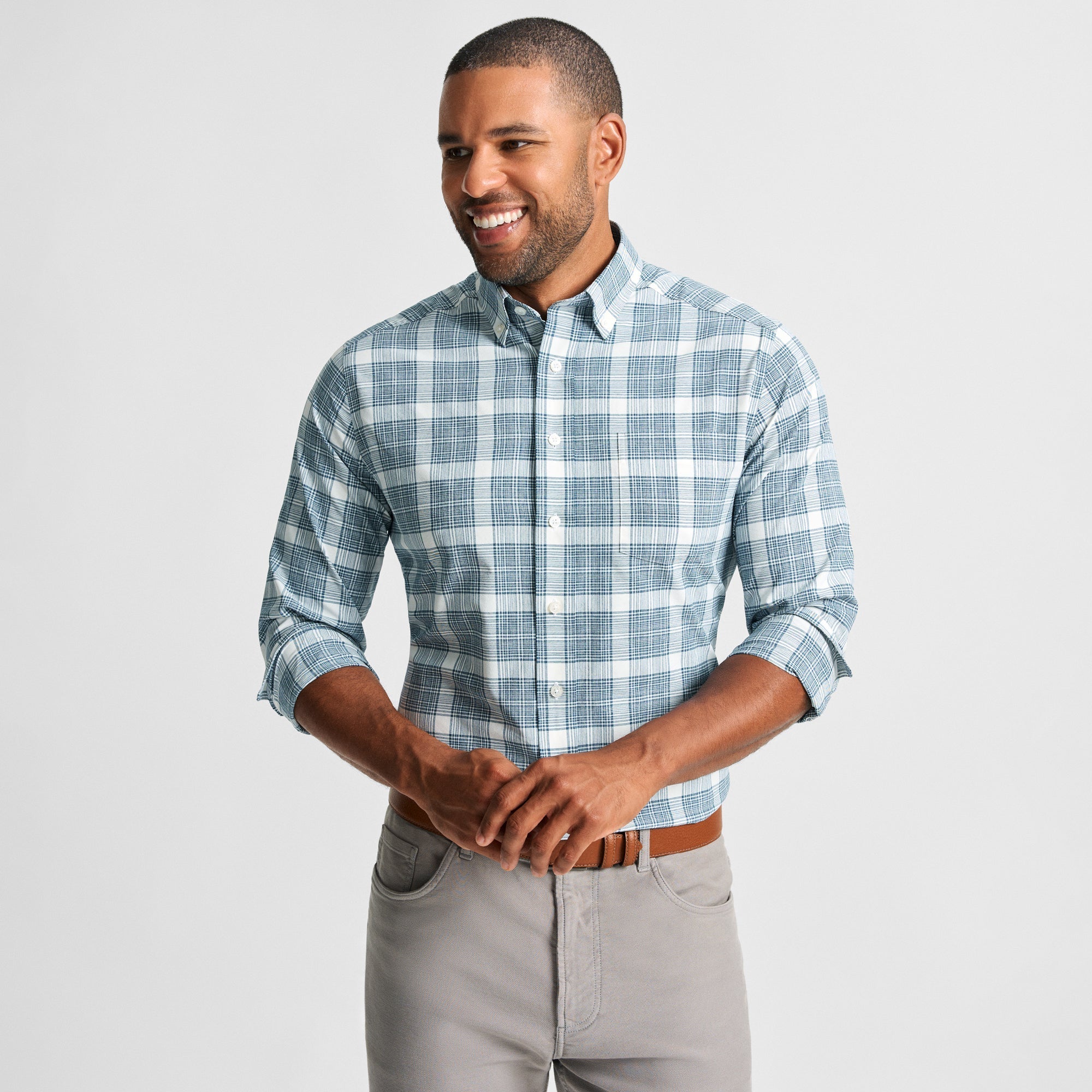 Heathered Plaid Performance Sport Shirt