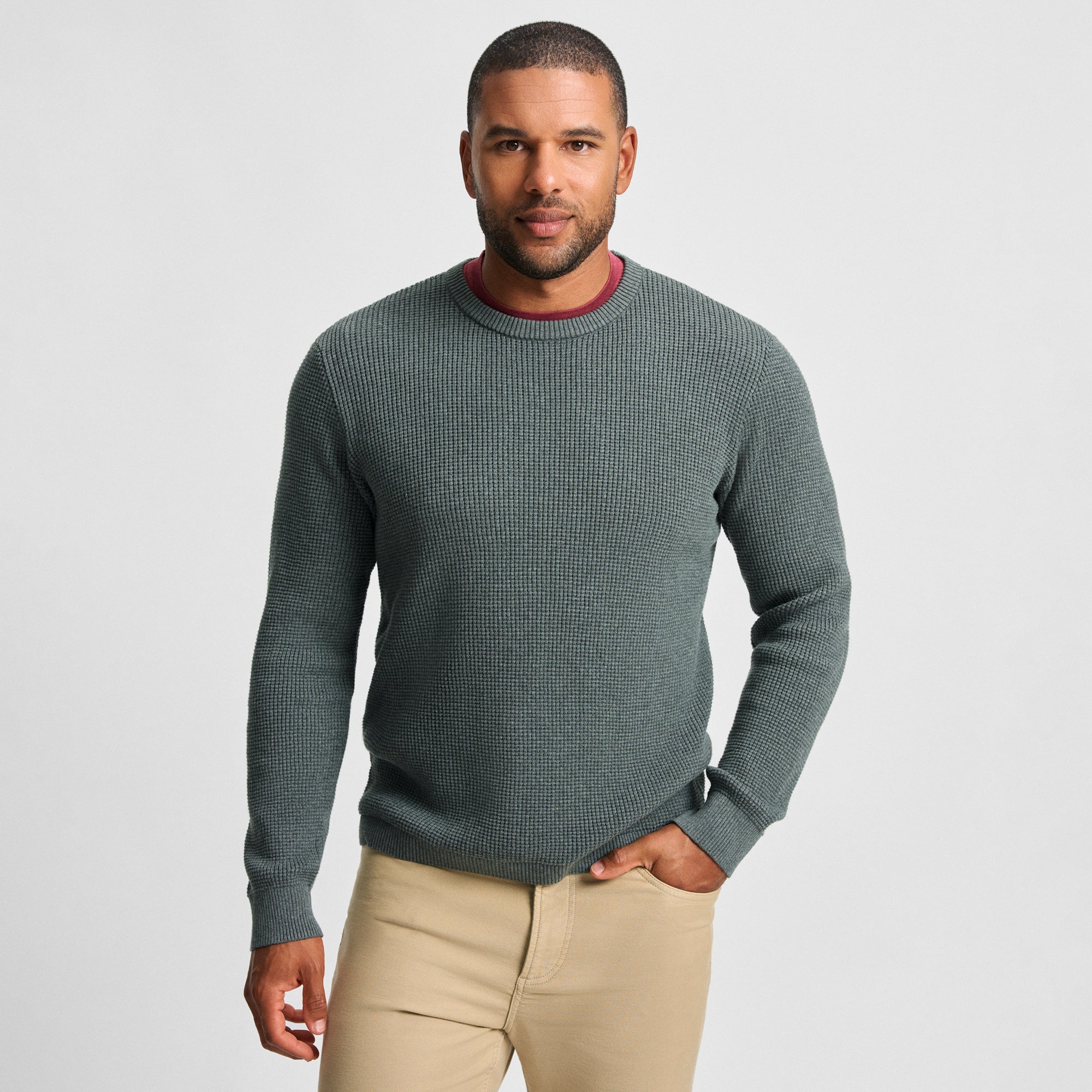 Col rond en coton gris