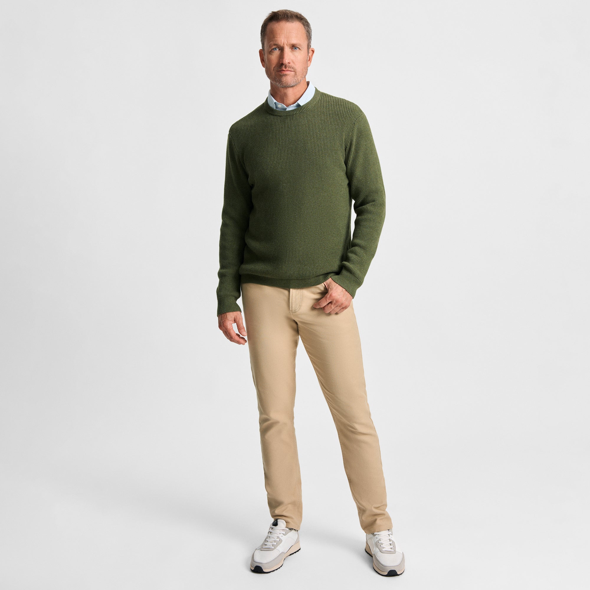 Col rond en coton vert