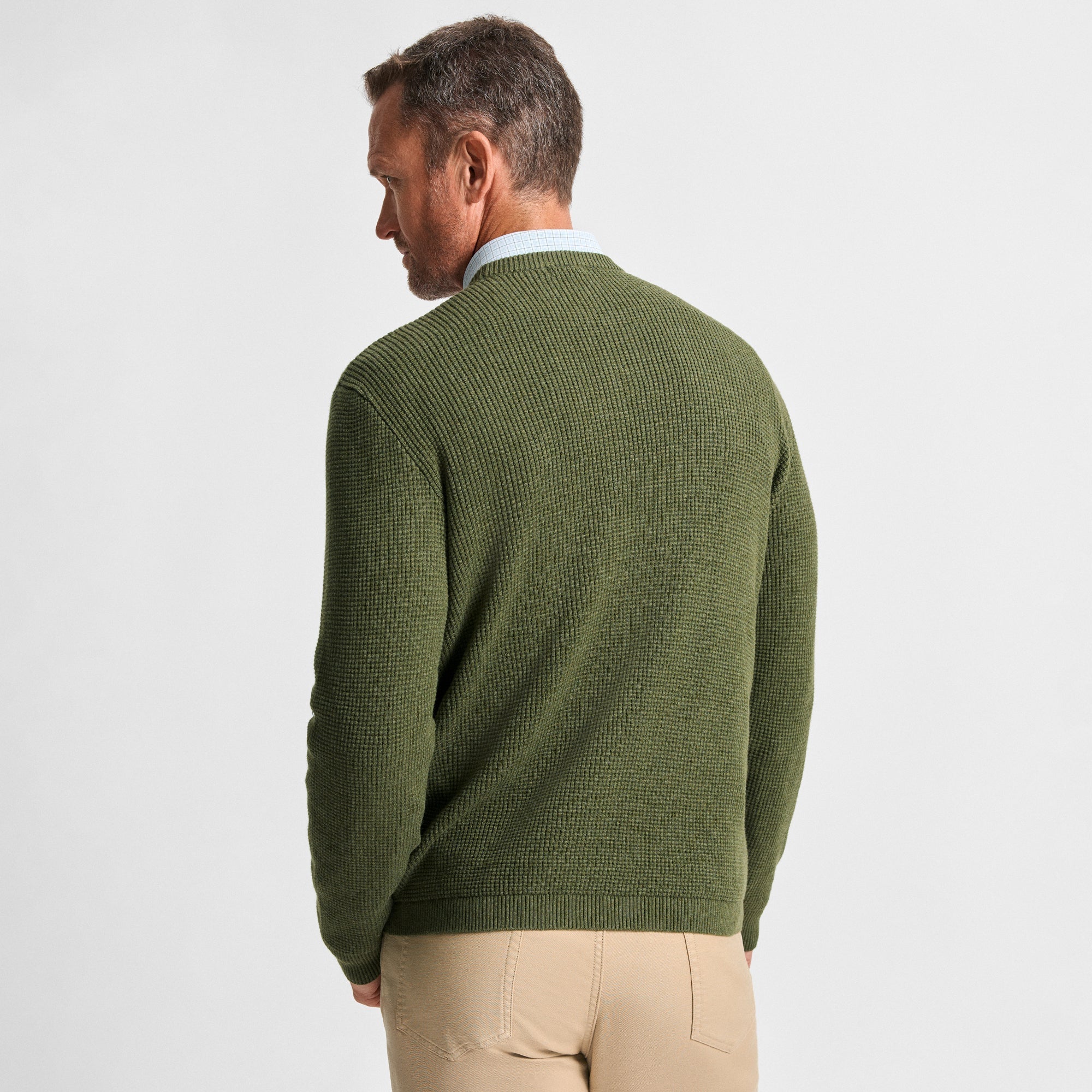 Col rond en coton vert