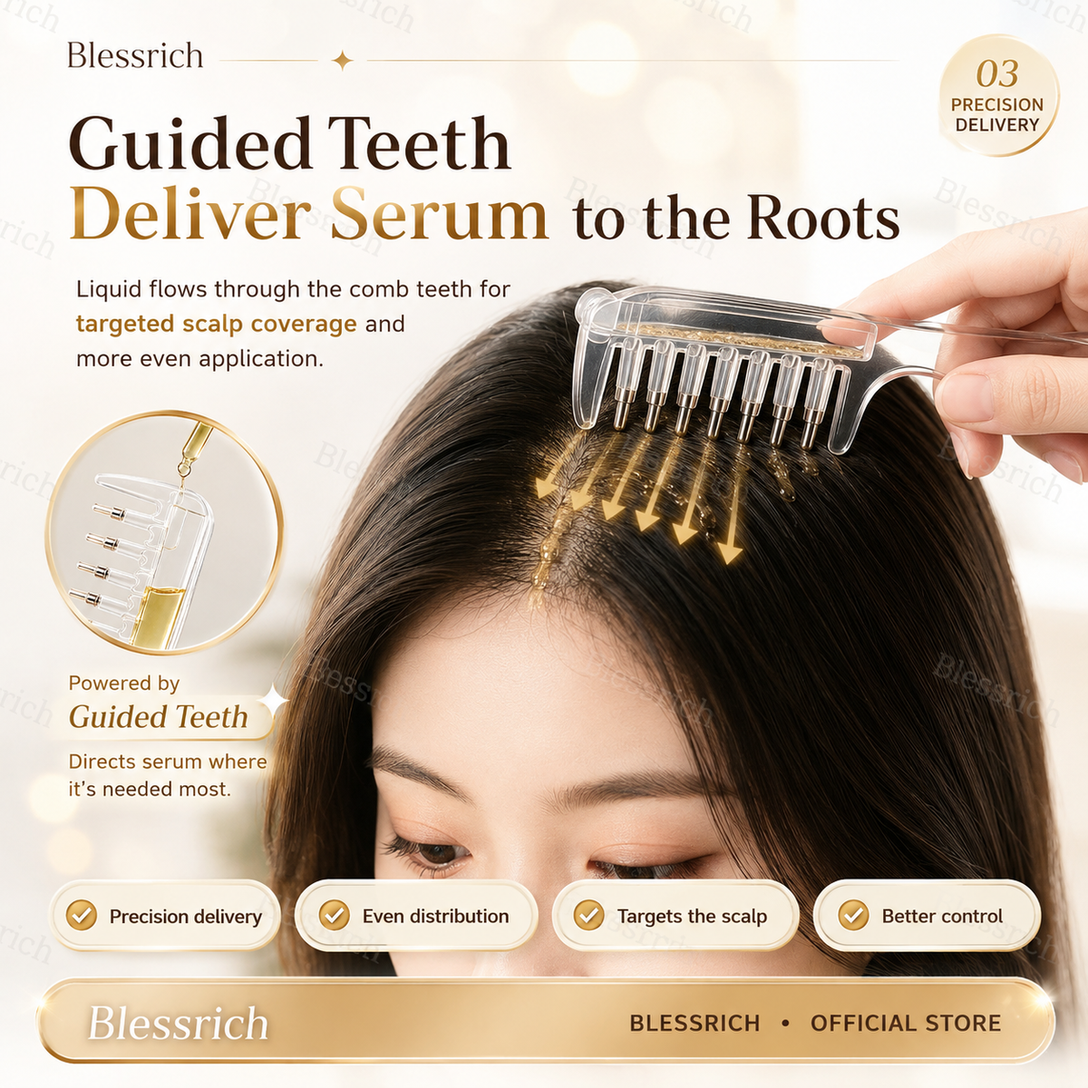 Peigne applicateur de sérum pour le cuir chevelu