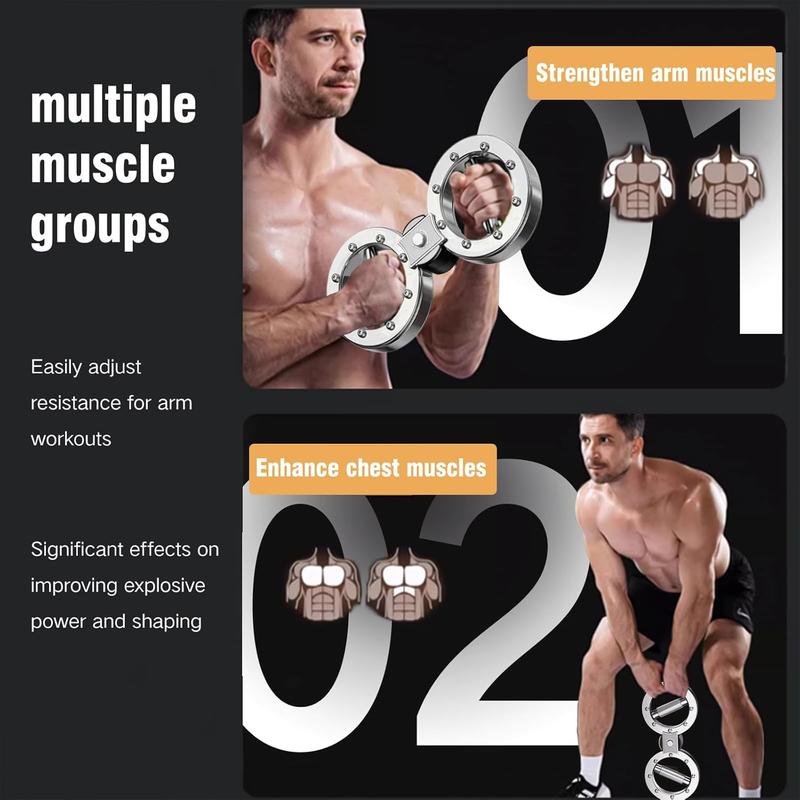 Exerciceur Bras et Poitrine – Poignées rotatives à 360°, résistance de 12 LB, compact pour la maison ou le bureau.