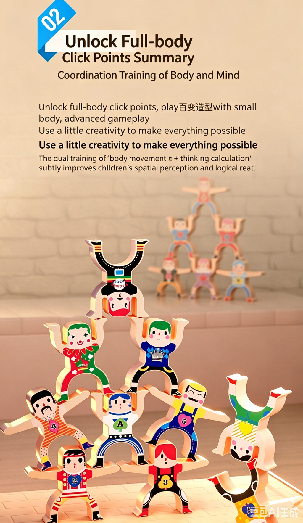 Blocs de construction d'équilibre à monter soi-même pour enfants : Jeu d'empilage Hercule pour garçons et filles, jouet éducatif amusant en plastique