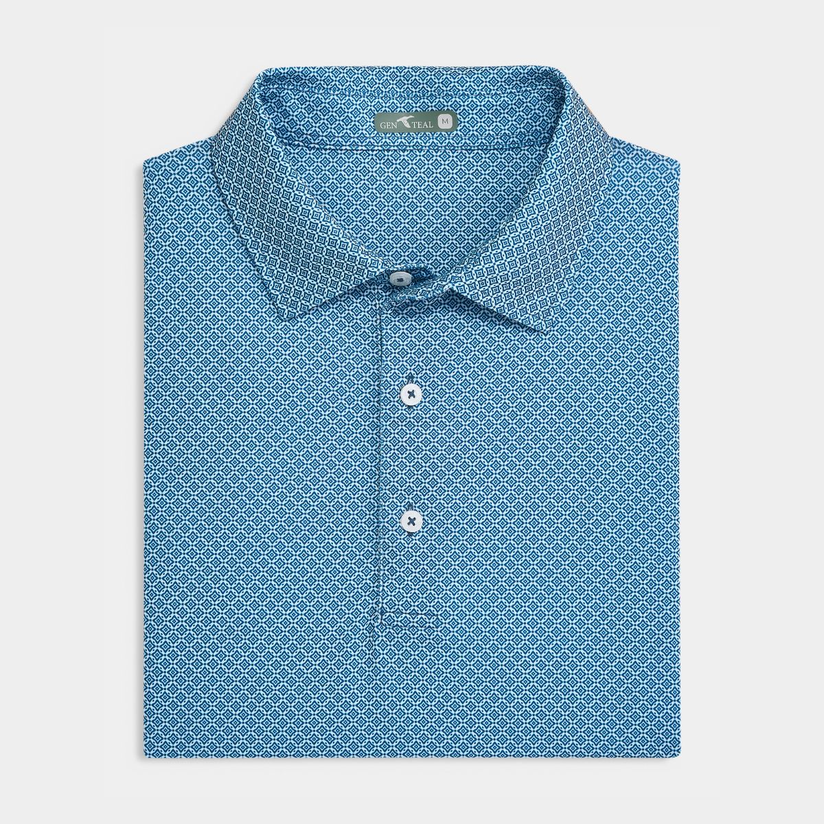 Navy Diamond Lattice Printed Performance Polo