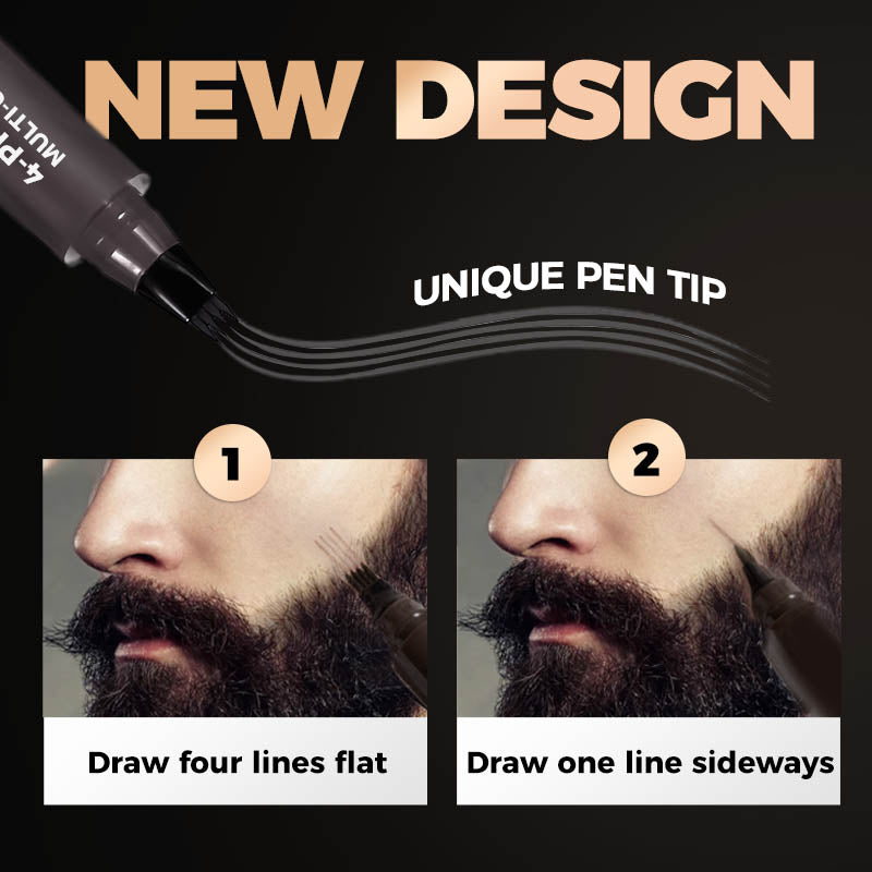 Stylo multi-usages à 4 pointes - Pour combler les zones clairsemées des sourcils et de la barbe