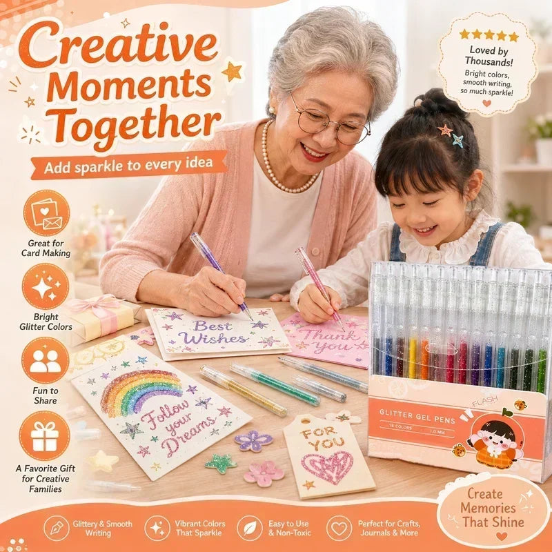 Ensemble de stylos gel à paillettes