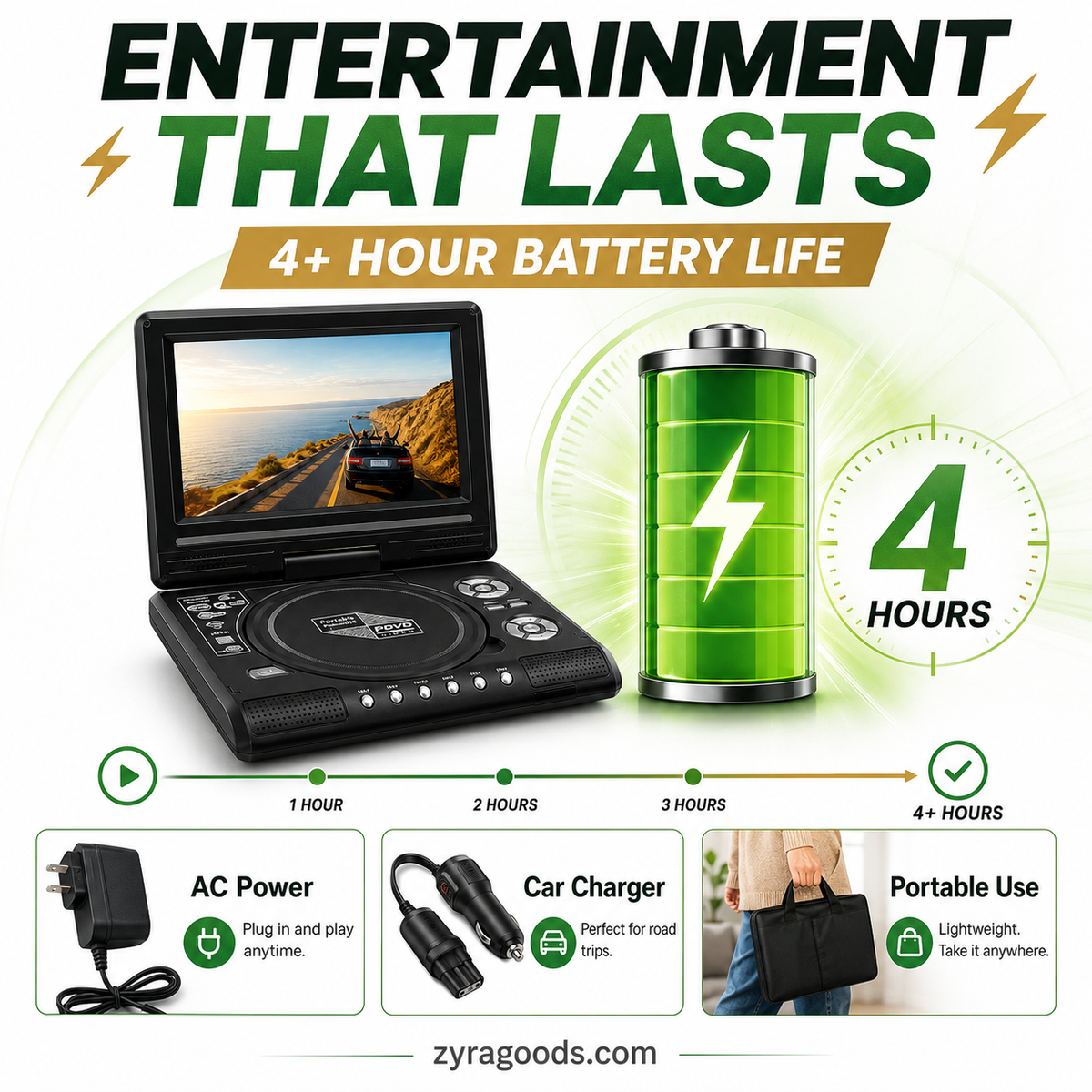 Lecteur DVD/EVD portable HD 7,8 pouces – Grand écran, rechargeable et compatible DVD/CD/USB/SD – Parfait pour la maison et les voyages