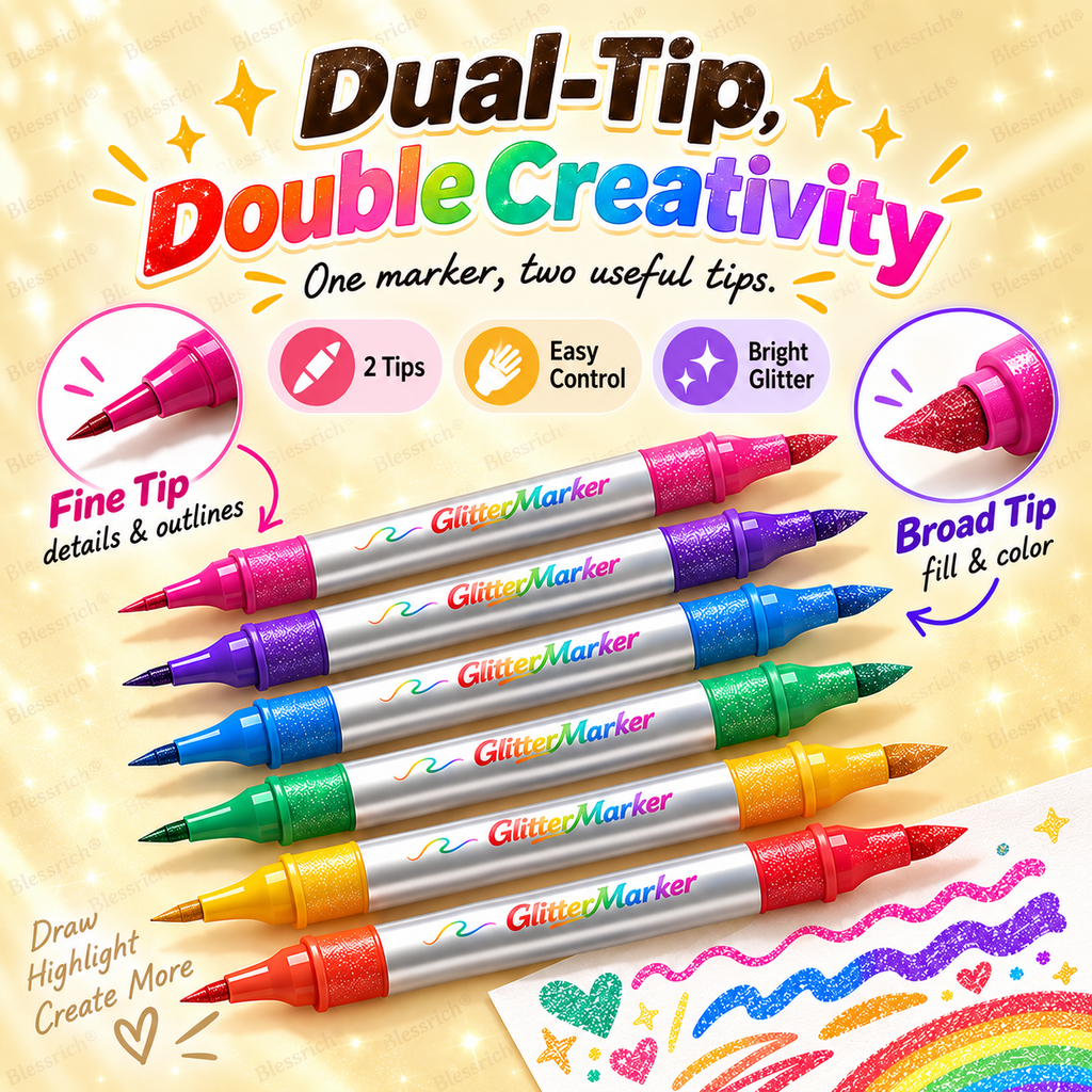 Feutres pailletés magiques Outline à double pointe et double couleur