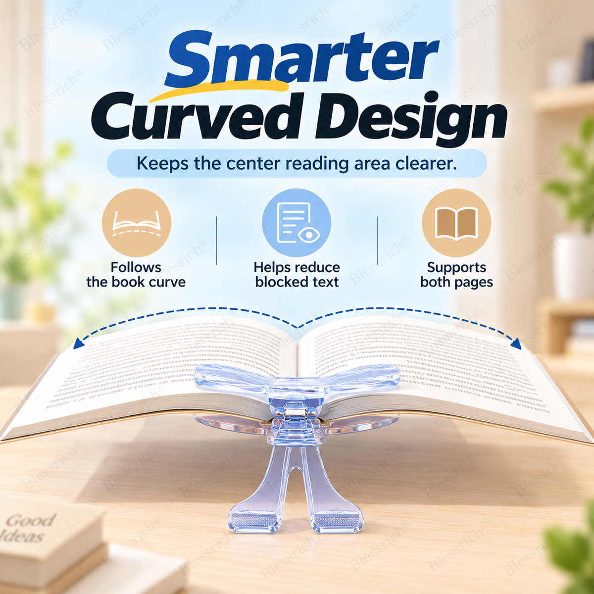 Support de lecture incurvé pour livre - Inclinaison de 12°