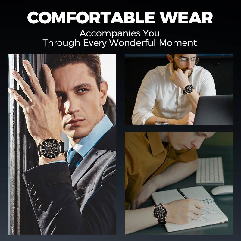Montre à quartz multifonction étanche pour homme